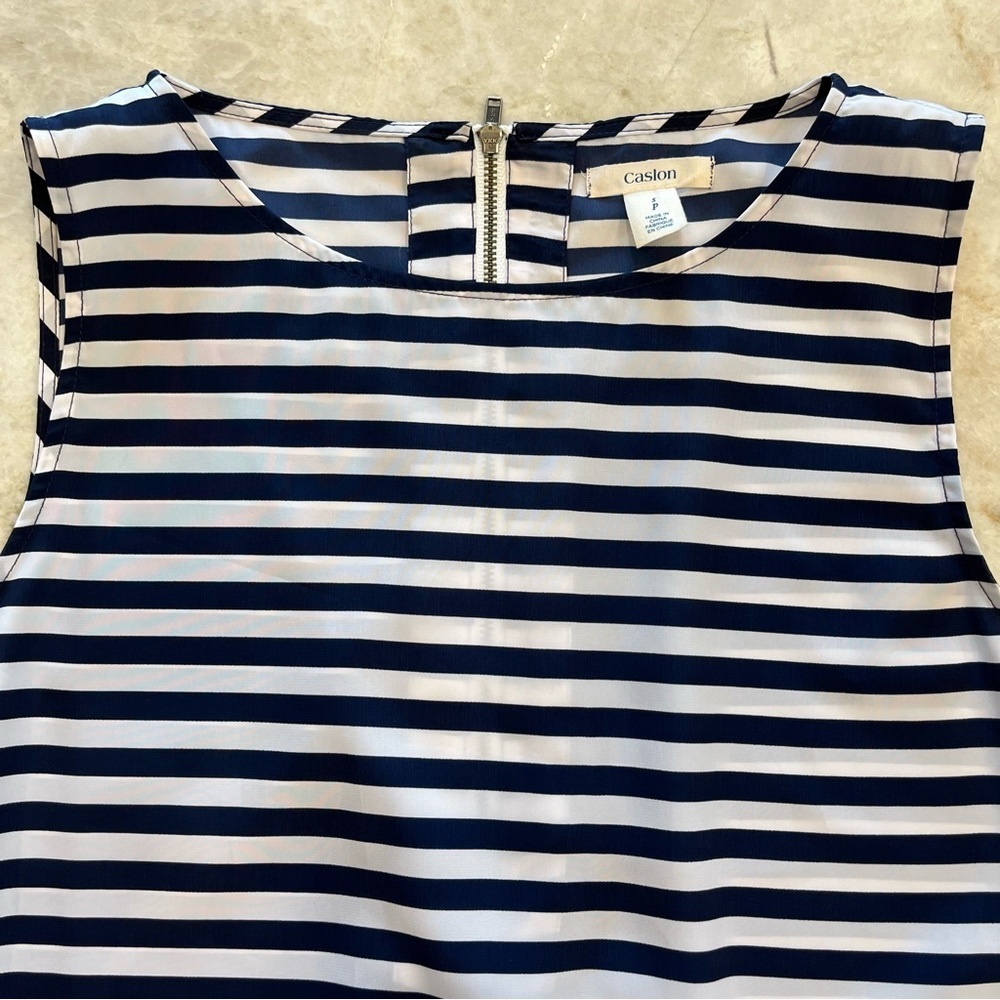 NEW Caslon | Mini‎ Shift Dress | Blue, White Pink Stripes | Women's Size Small - Picture 7 of 11